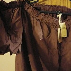 AMERICAN EAGLE OUTFITTERS OFF SHOULDER SHIRT DRESS